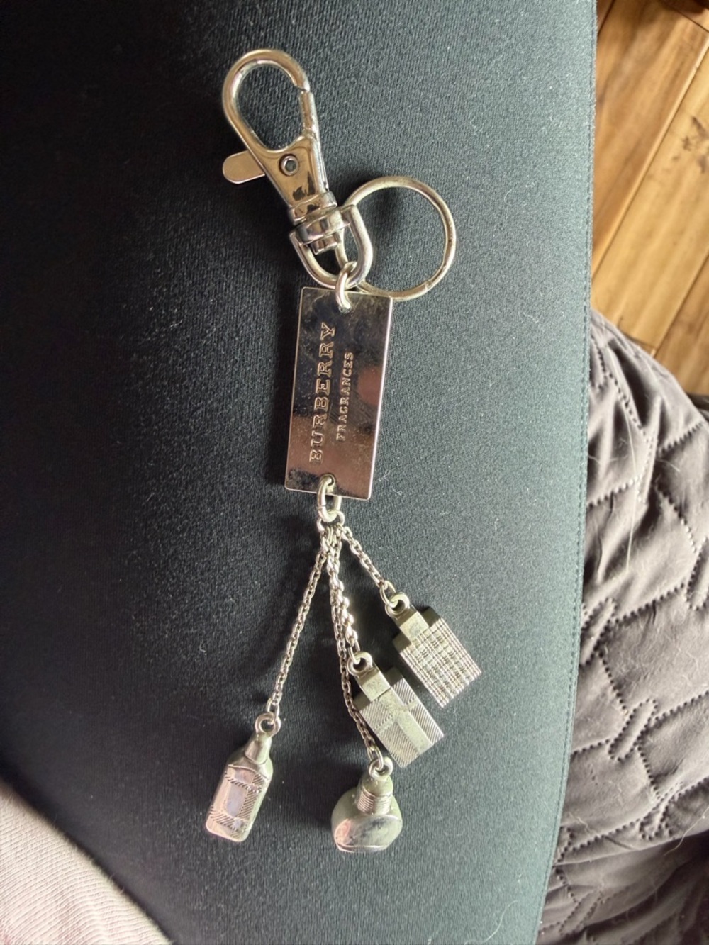 Burberry fragrances Silver Charm Keychain/bag charm